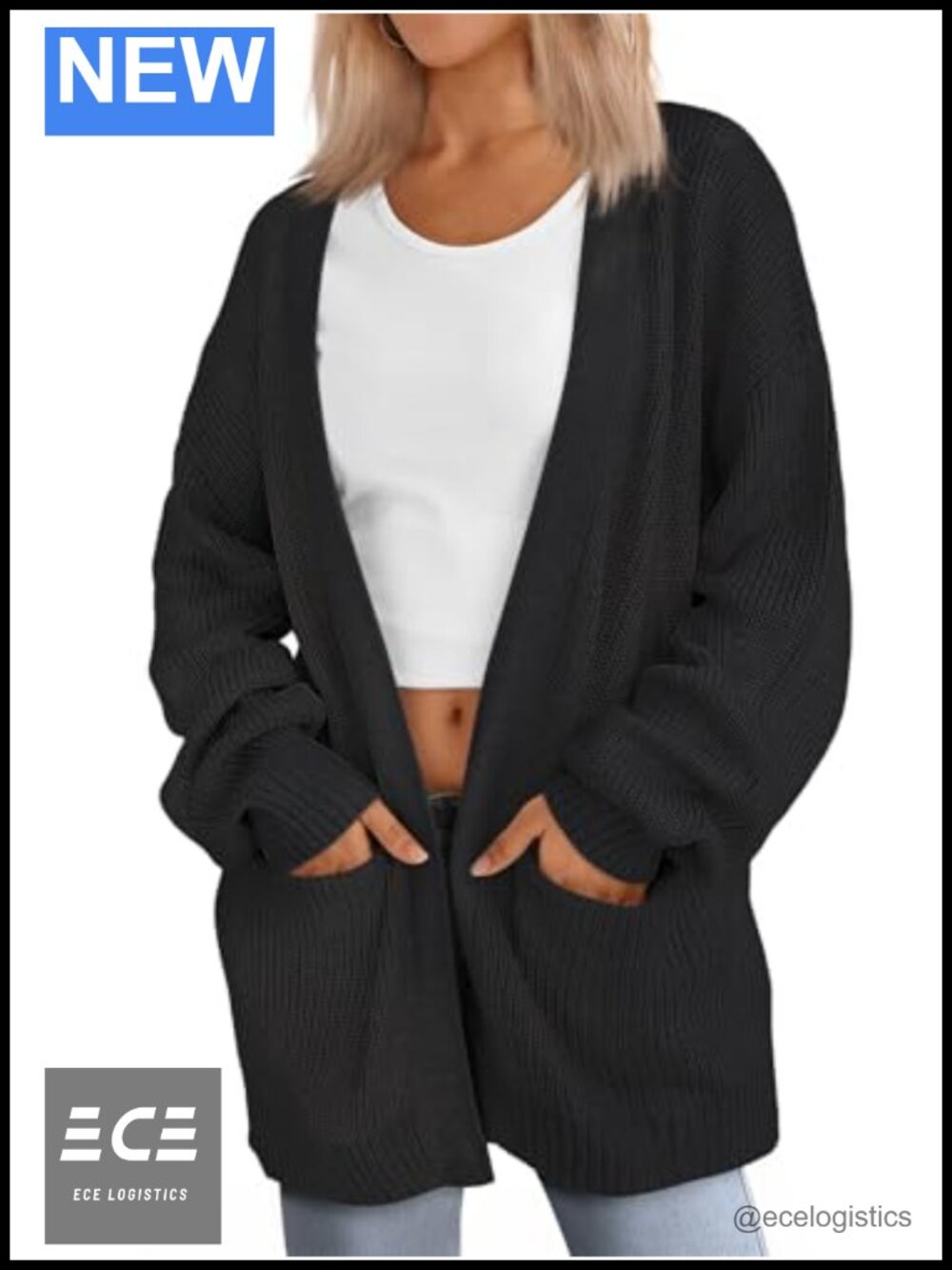 Oversized Soft Knit Cardigan Sweater with Pockets